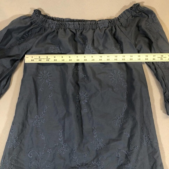 Abercrombie & Fitch Dress Womens XS Off Shoulder Blue Floral Boho Embroidery - Picture 9 of 11